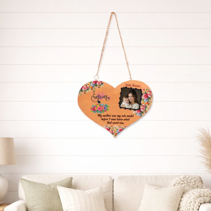 Personalized Heart-Shaped Wooden Hanging Photo Frame for Mom  Birthday Gift For Mom  Mother Day Gift From Daughter  New Mom Gift  Home Decor